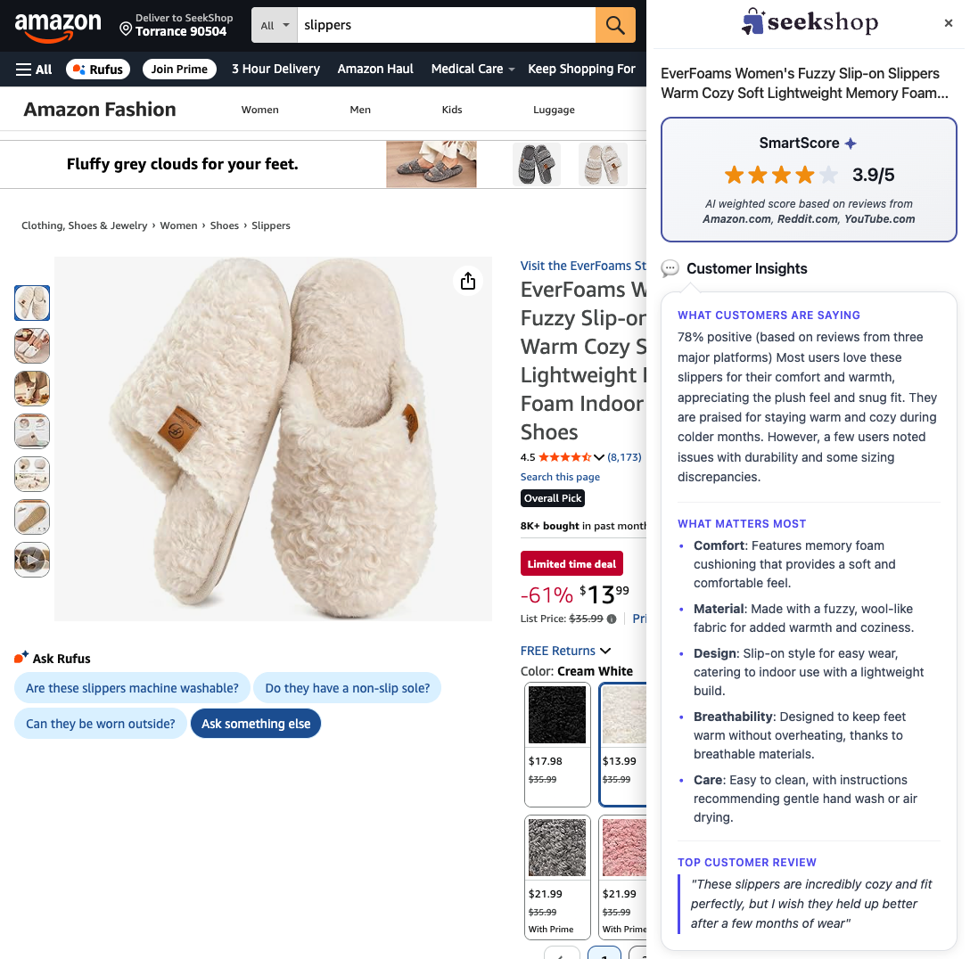 seekshop amazon slipper review